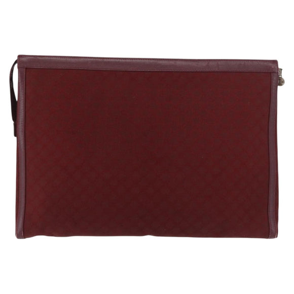 CELINE Macadam Canvas Clutch Bag Red Gold Auth 179982