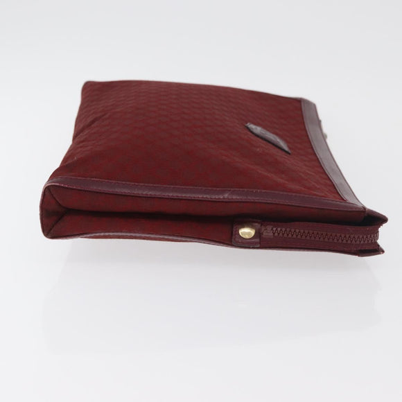 CELINE Macadam Canvas Clutch Bag Red Gold Auth 179982