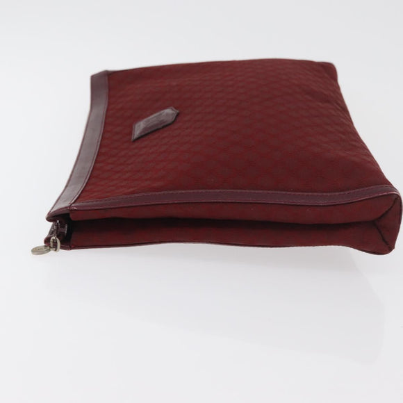 CELINE Macadam Canvas Clutch Bag Red Gold Auth 179982