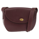 CARTIER Must Line Shoulder Bag Leather Bordeaux Gold Auth 179989-1
