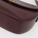 CARTIER Must Line Shoulder Bag Leather Bordeaux Gold Auth 179989-15
