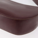 CARTIER Must Line Shoulder Bag Leather Bordeaux Gold Auth 179989-17