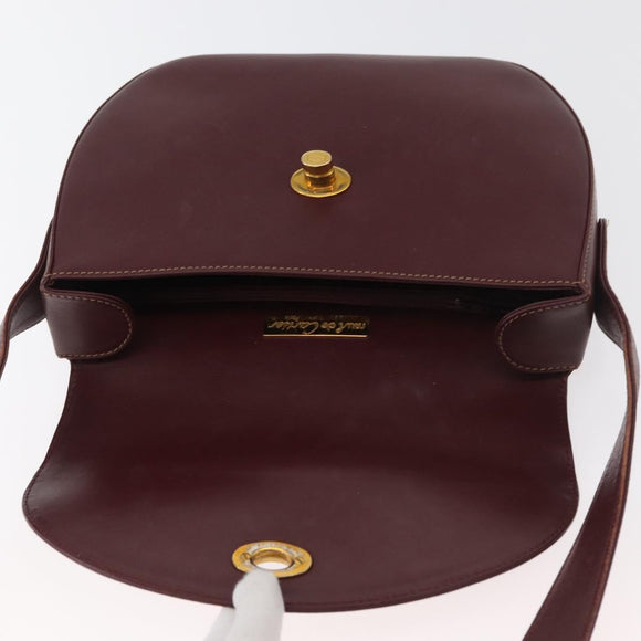 CARTIER Must Line Shoulder Bag Leather Bordeaux Gold Auth 179989