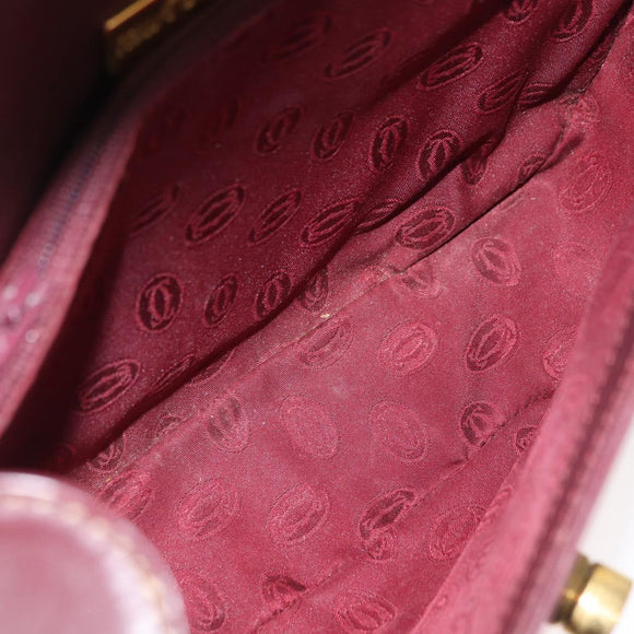 CARTIER Must Line Shoulder Bag Leather Bordeaux Gold Auth 179989