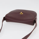 CARTIER Must Line Shoulder Bag Leather Bordeaux Gold Auth 179989-6