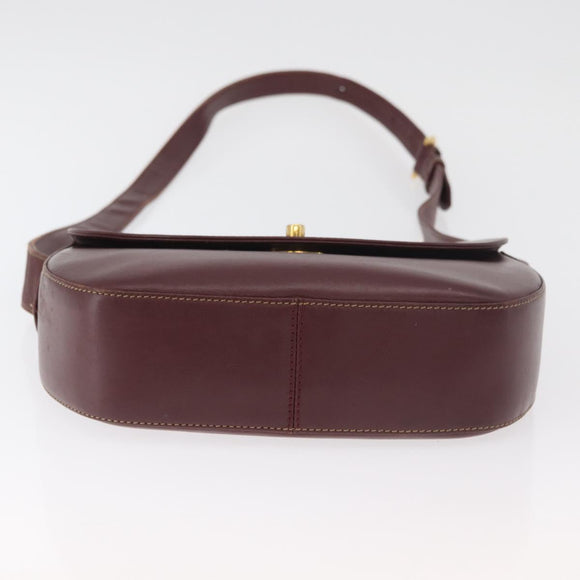 CARTIER Must Line Shoulder Bag Leather Bordeaux Gold Auth 179989