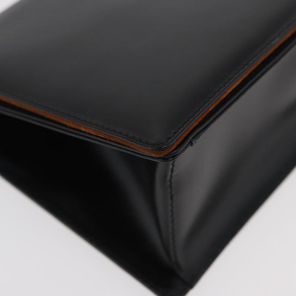 Salvatore Ferragamo Gancini Hand Bag Leather Black Silver Auth 179993