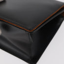 Salvatore Ferragamo Gancini Hand Bag Leather Black Silver Auth 179993-11