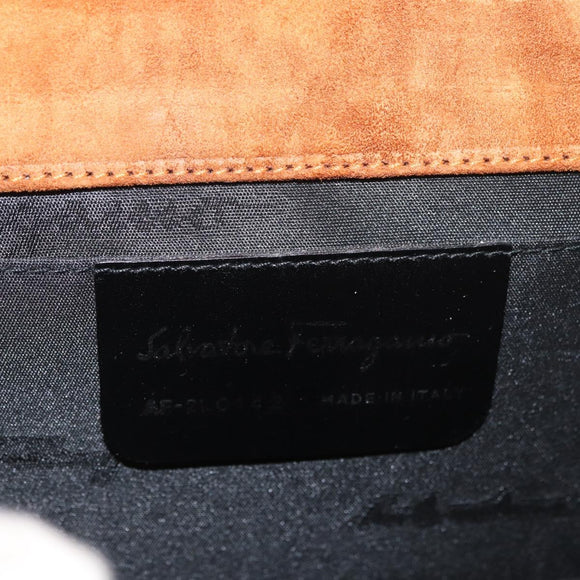 Salvatore Ferragamo Gancini Hand Bag Leather Black Silver Auth 179993