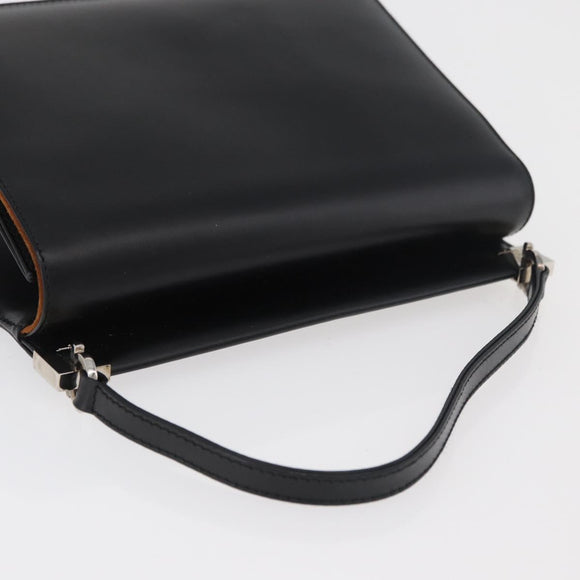 Salvatore Ferragamo Gancini Hand Bag Leather Black Silver Auth 179993