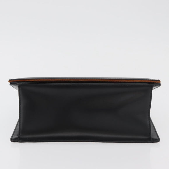 Salvatore Ferragamo Gancini Hand Bag Leather Black Silver Auth 179993