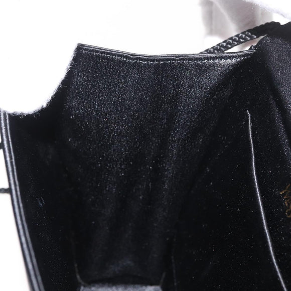 SAINT LAURENT Shoulder Bag Satin Black Auth 179994