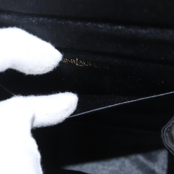 SAINT LAURENT Shoulder Bag Satin Black Auth 179994