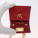 Salvatore Ferragamo Chain Gancini Shoulder Bag Suede Red Gold Auth 179999-9