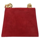 Salvatore Ferragamo Chain Gancini Shoulder Bag Suede Red Gold Auth 179999-2