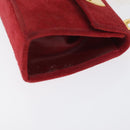 Salvatore Ferragamo Chain Gancini Shoulder Bag Suede Red Gold Auth 179999-4