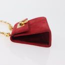 Salvatore Ferragamo Chain Gancini Shoulder Bag Suede Red Gold Auth 179999-5