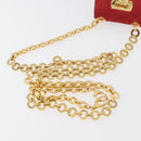 Salvatore Ferragamo Chain Gancini Shoulder Bag Suede Red Gold Auth 179999-8