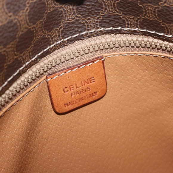 CELINE Macadam Canvas Shoulder Bag PVC Leather Brown Gold Auth 180001A