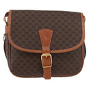 CELINE Macadam Canvas Shoulder Bag PVC Leather Brown Gold Auth 180001A-2
