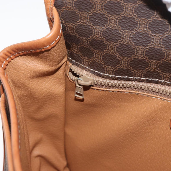 CELINE Macadam Canvas Shoulder Bag PVC Leather Brown Gold Auth 180001A