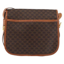 CELINE Macadam Canvas Shoulder Bag PVC Leather Brown Gold Auth 180001A-3