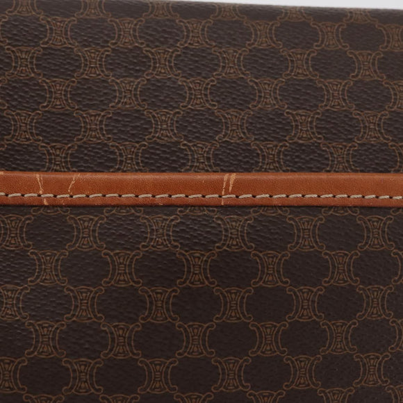 CELINE Macadam Canvas Shoulder Bag PVC Leather Brown Gold Auth 180001A