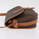 CELINE Macadam Canvas Shoulder Bag PVC Leather Brown Gold Auth 180001A-6