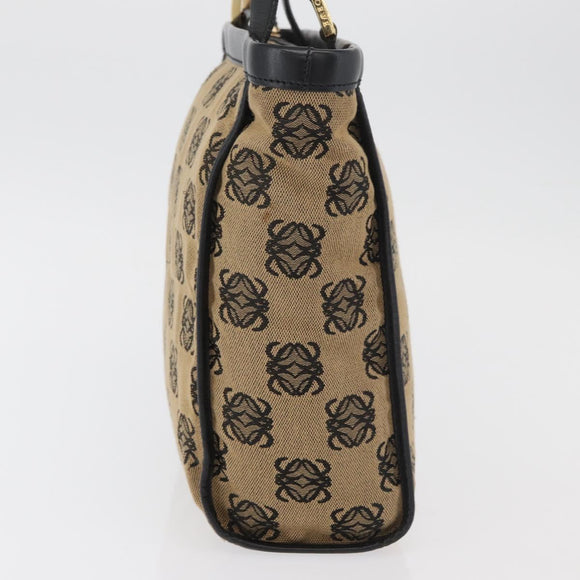 LOEWE Anagram Hand Bag Canvas Beige Gold Auth 180003