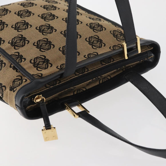 LOEWE Anagram Hand Bag Canvas Beige Gold Auth 180003