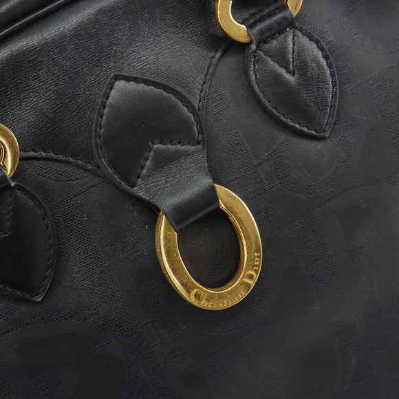 Christian Dior Trotter Canvas Hand Bag Black Gold Auth 180006
