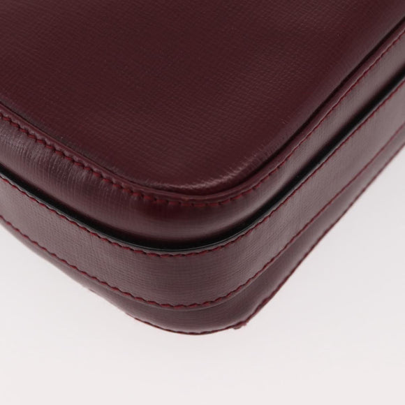 CARTIER Must Line Shoulder Bag Leather Bordeaux Gold Auth 180007