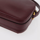 CARTIER Must Line Shoulder Bag Leather Bordeaux Gold Auth 180007-16
