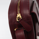 CARTIER Must Line Shoulder Bag Leather Bordeaux Gold Auth 180007-10