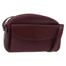 CARTIER Must Line Shoulder Bag Leather Bordeaux Gold Auth 180007-1