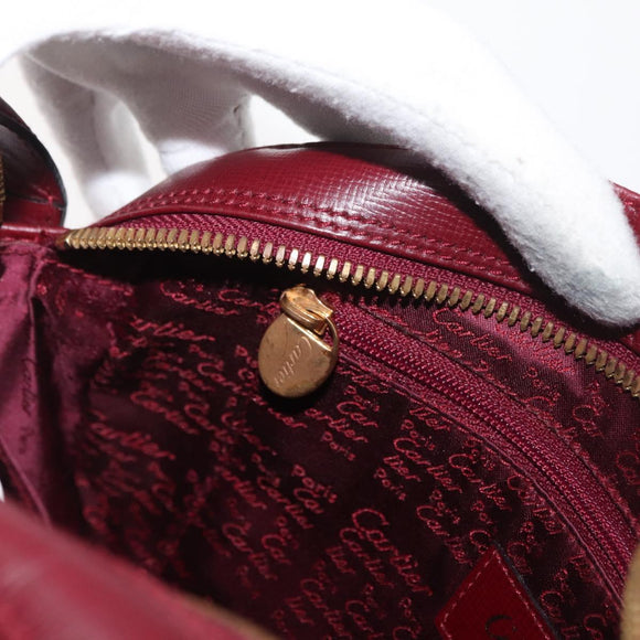 CARTIER Must Line Shoulder Bag Leather Bordeaux Gold Auth 180007
