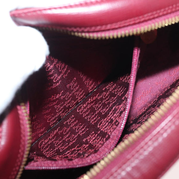 CARTIER Must Line Shoulder Bag Leather Bordeaux Gold Auth 180007