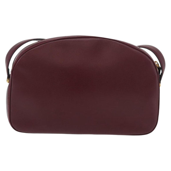 CARTIER Must Line Shoulder Bag Leather Bordeaux Gold Auth 180007