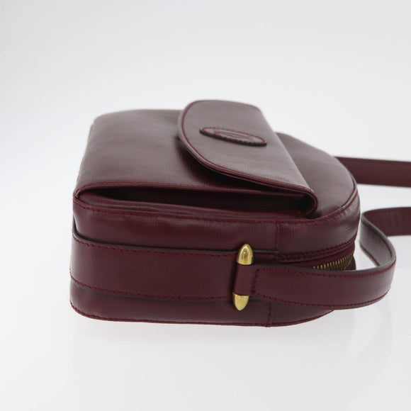 CARTIER Must Line Shoulder Bag Leather Bordeaux Gold Auth 180007
