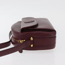 CARTIER Must Line Shoulder Bag Leather Bordeaux Gold Auth 180007-4