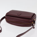 CARTIER Must Line Shoulder Bag Leather Bordeaux Gold Auth 180007-6