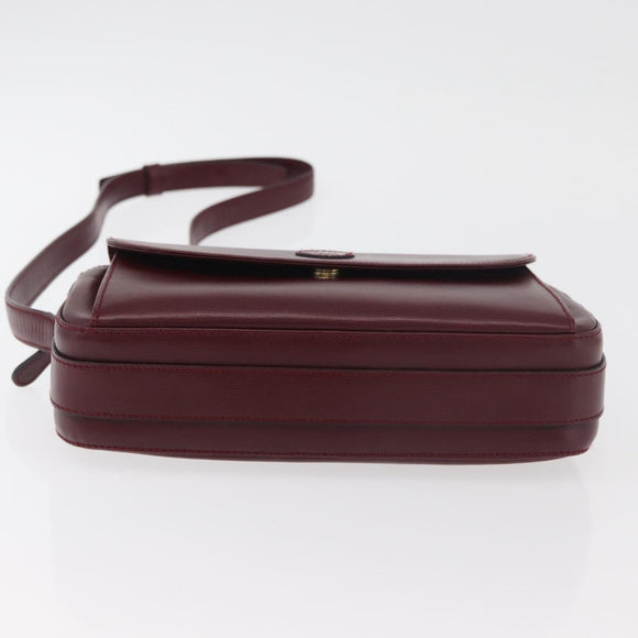 CARTIER Must Line Shoulder Bag Leather Bordeaux Gold Auth 180007