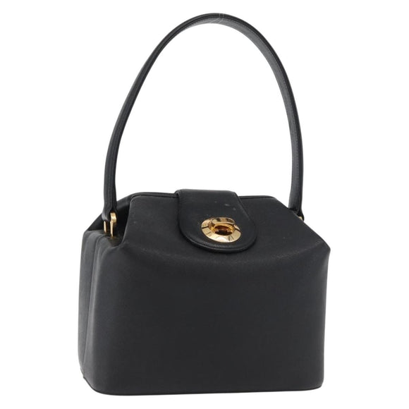 GIVENCHY Hand Bag Leather Black Gold Auth 180008