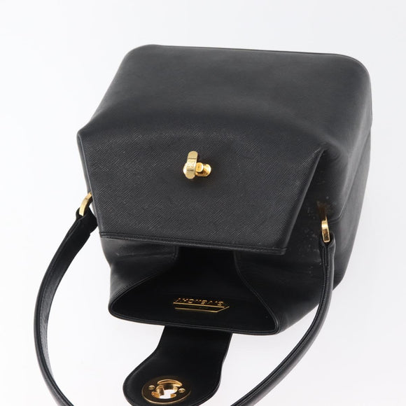 GIVENCHY Hand Bag Leather Black Gold Auth 180008
