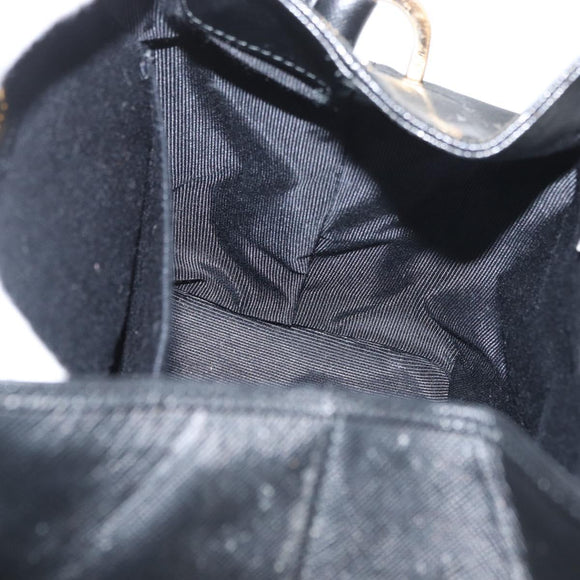 GIVENCHY Hand Bag Leather Black Gold Auth 180008