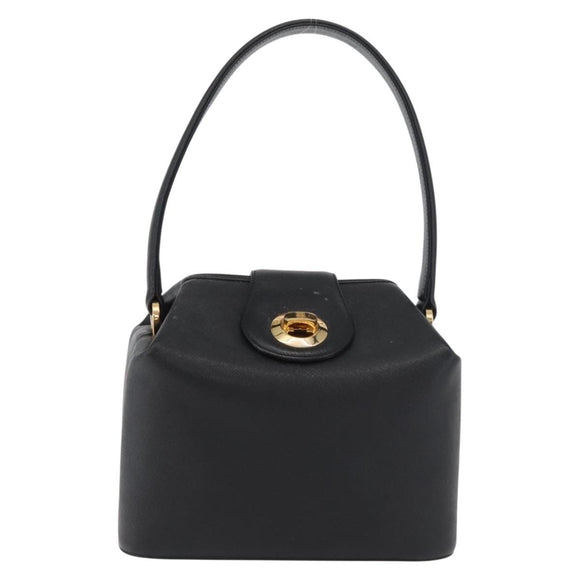 GIVENCHY Hand Bag Leather Black Gold Auth 180008
