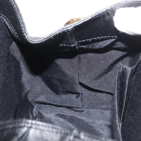 GIVENCHY Hand Bag Leather Black Gold Auth 180008