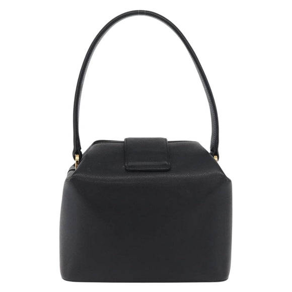 GIVENCHY Hand Bag Leather Black Gold Auth 180008