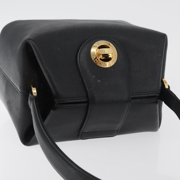 GIVENCHY Hand Bag Leather Black Gold Auth 180008