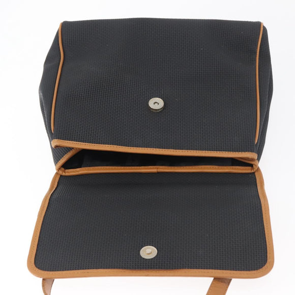 SAINT LAURENT Hand Bag Coated Canvas 2way Black Gold Auth 180009